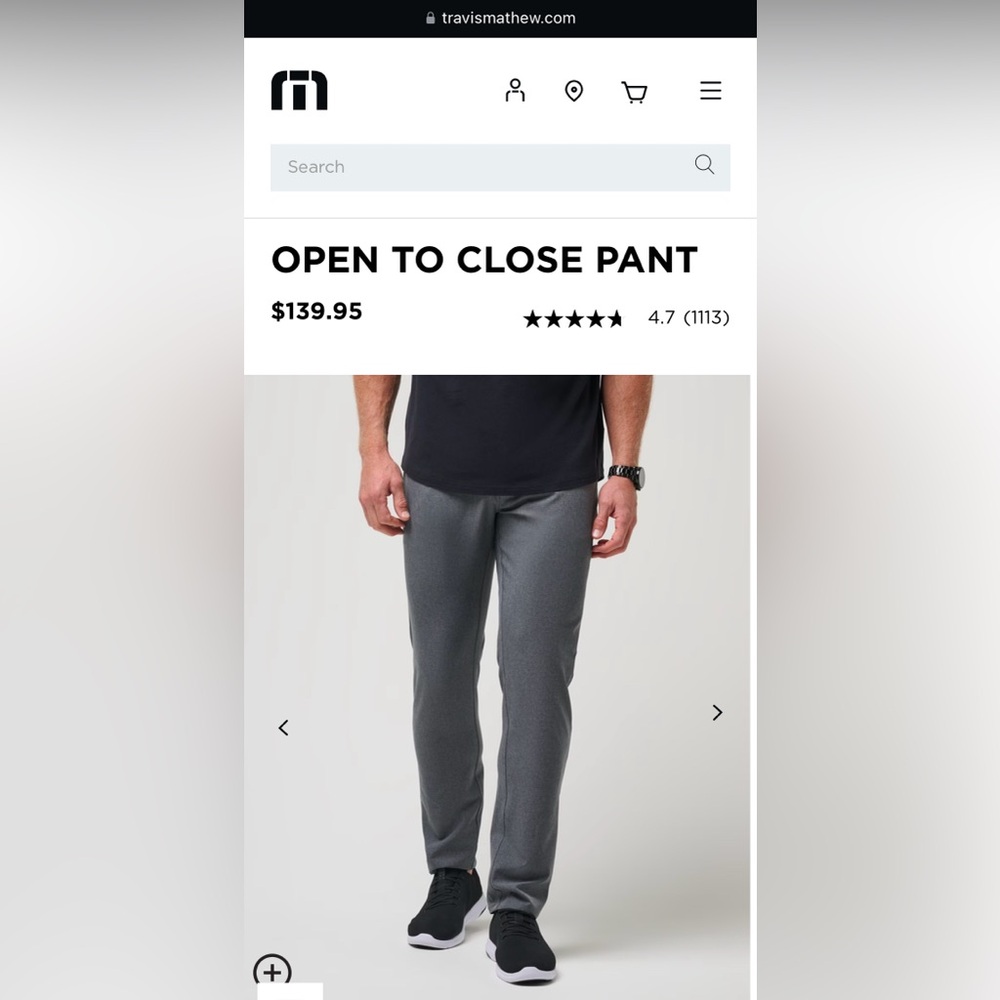 Travis Matthew Open to Close Pants Heather Gray Size 33